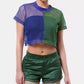 ARTISTIX Women's Brooklyn Colorblocked Fishnet Crop Top Green Size Small
