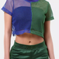 ARTISTIX Women's Brooklyn Colorblocked Fishnet Crop Top Green Size Small