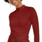 Derek Heart Juniors' Mock-Neck Lettuce-Trim Top Red Size Medium