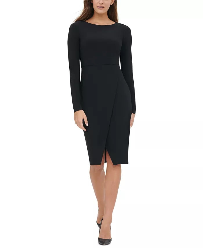 Tommy Hilfiger Women's Asymmetrical Solid Jersey Dress Black Size 12