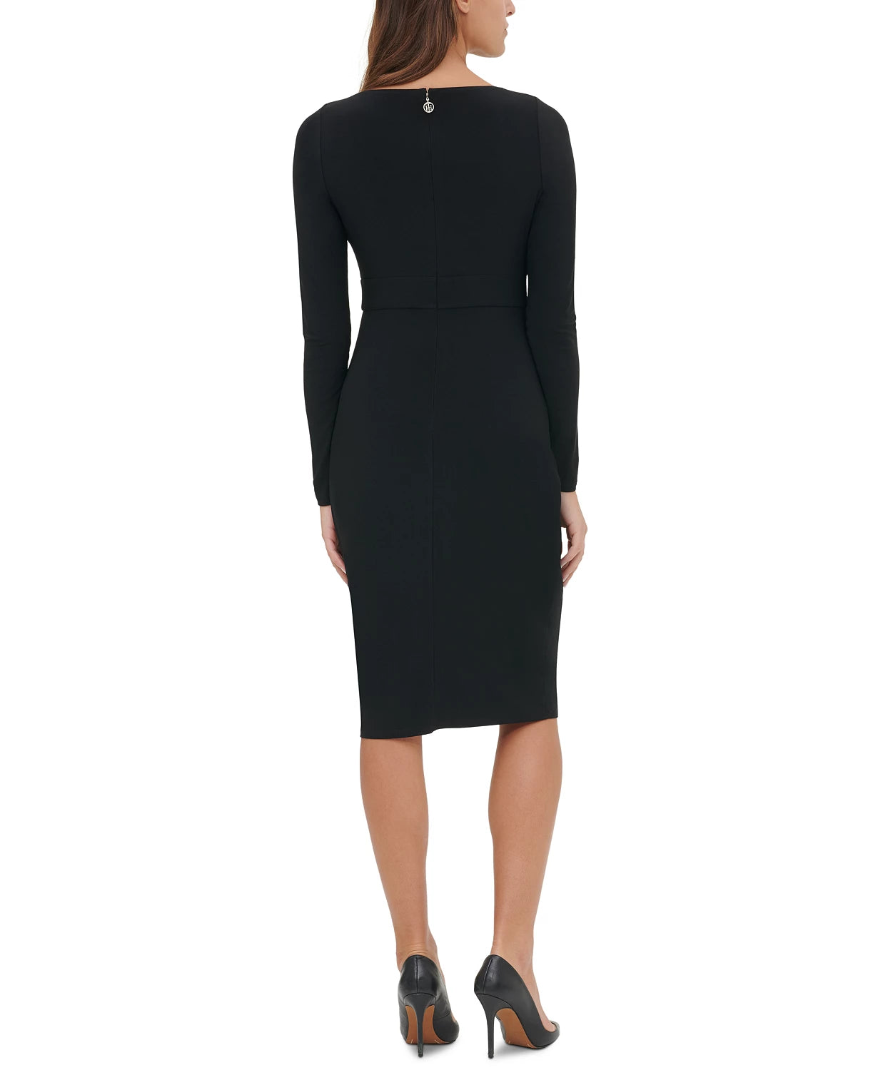 Tommy Hilfiger Women's Asymmetrical Solid Jersey Dress Black Size 12