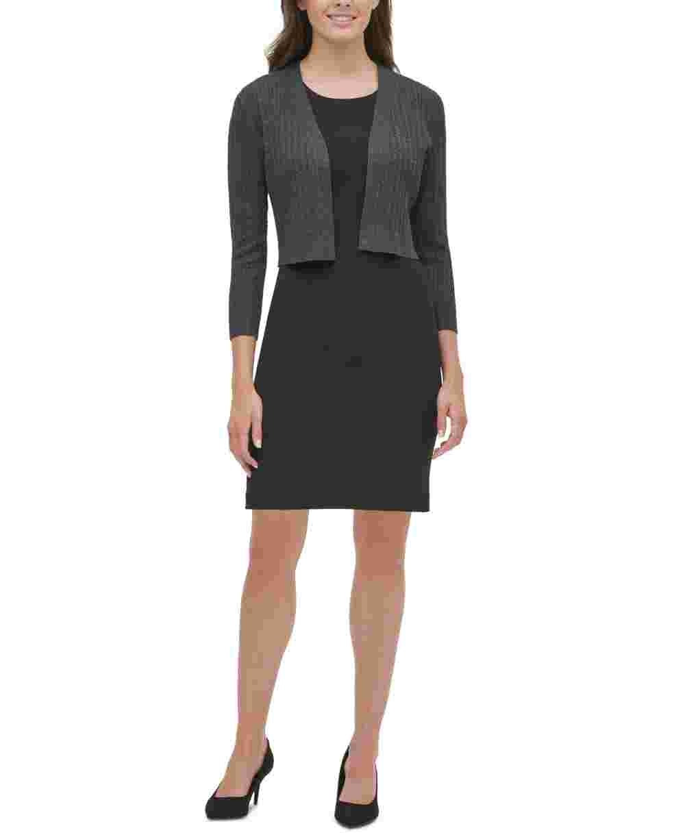 Tommy Hilfiger Women's Embellished Long Sleeve Open Cardigan Straight Leg Top Grey Size X-Large