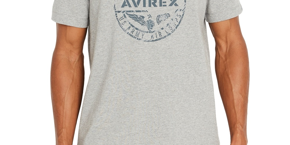 Avirex Men's T-Shirt Large Glove Stamp Crewneck Tee Grey Size Large