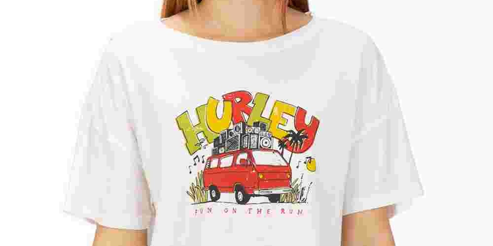 Hurley Junior's Cotton Van Vibes Graphic T-Shirt White Size Medium
