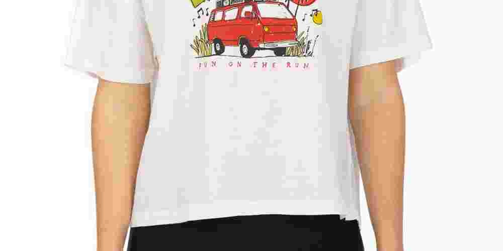 Hurley Junior's Cotton Van Vibes Graphic T-Shirt White Size Medium