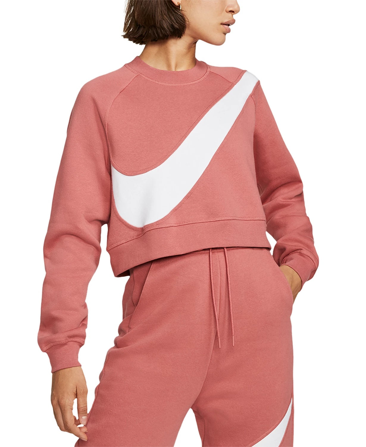 Nike Women's Sportswear Logo Fleece Sweatshirt Orange Size Medium