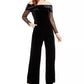 Calvin Klein Women's Off The Shoulder Velvet Jumpsuit Black Size 6