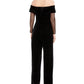 Calvin Klein Women's Off The Shoulder Velvet Jumpsuit Black Size 6