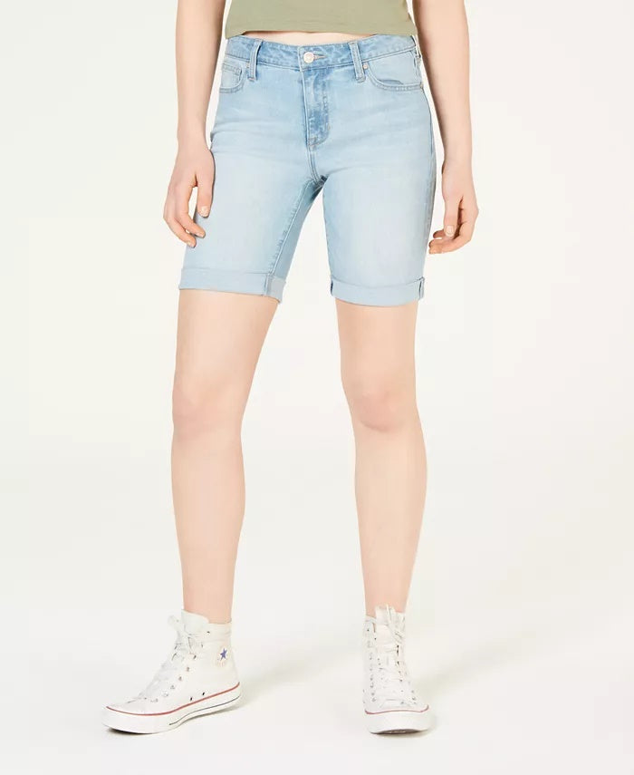 Celebrity Pink Junior's Cuffed Bermuda Shorts Blue Size 0