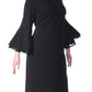 Calvin Klein Women's Lace Bell Sleeve Dress Black Size Petite Small