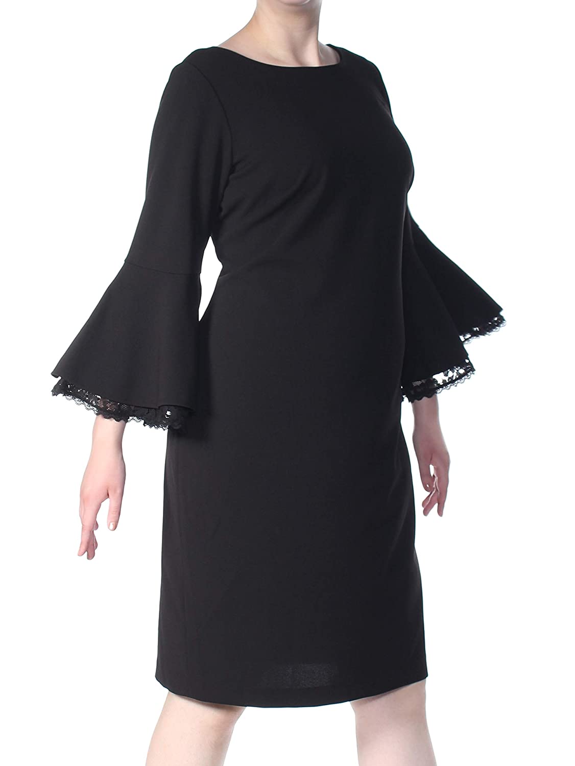 Calvin Klein Women's Lace Bell Sleeve Dress Black Size Petite Small