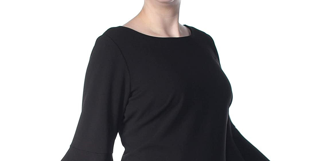 Calvin Klein Women's Lace Bell Sleeve Dress Black Size Petite Small