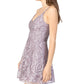 Speechless Women's Embroidered Mesh Skater Dress Pink Dark Beige Size 5