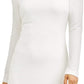 Speechless Women's Ivory Glitter Long Sleeve Jewel Neck Above The Knee Body Con Evening Dress White Size 7