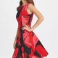 DKNY Women's Abstract Floral Fit & Flare Dress Black Size 10