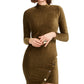 Almost Famous Junior's Corduroy Snap Bodycon Dress Green Size Large