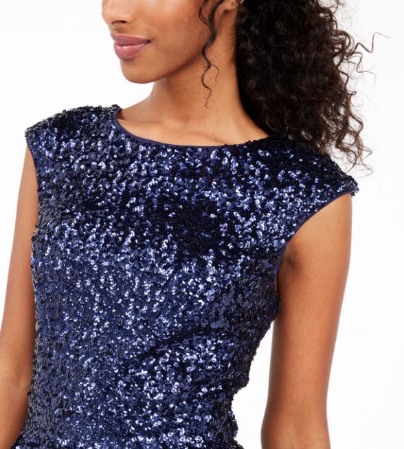 Emerald Sundae Junior's Sequined Fit & Flare Dress Blue Size Medium