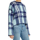 Weatherproof Vintage Women's Plaid Bell-Sleeve Sweater Blue Size X-Small