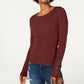 Hooked Up By Iot Juniors' Lace-Up Rib-Knit Sweater Dark Red Size X-Large
