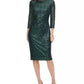 Jessica Howard Women's Sequined Ruched Sheath Dress Dark Red Size 16