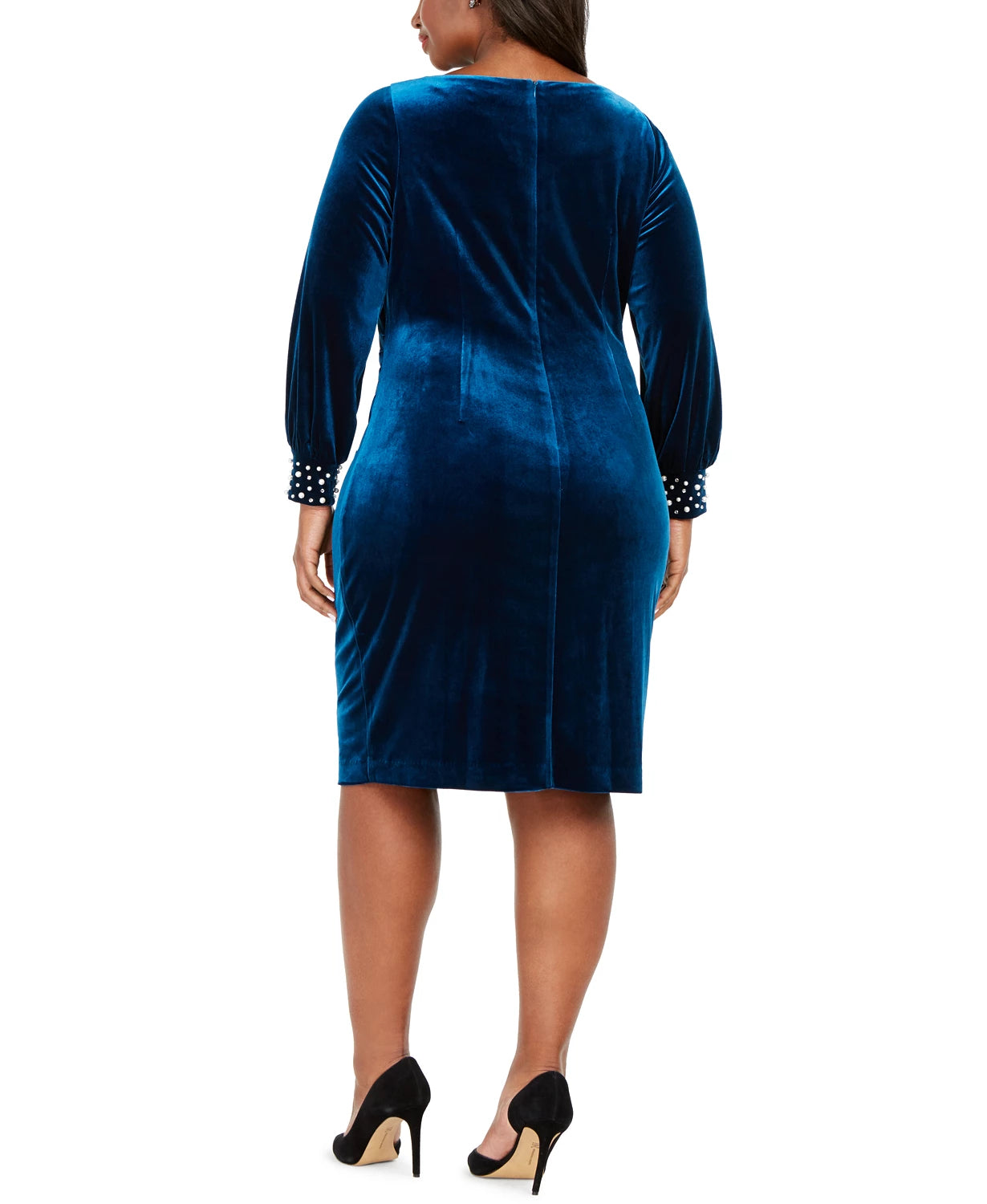 Jessica Howard Women's Velvet Sheath Dress Blue Size 18W