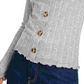 Almost Famous Juniors' Button-Front Pointelle Top Gray Size X-Large