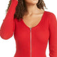 Planet Gold Women's Long Sleeve V Neck Short Sheath Cocktail Dress Red Size Medium