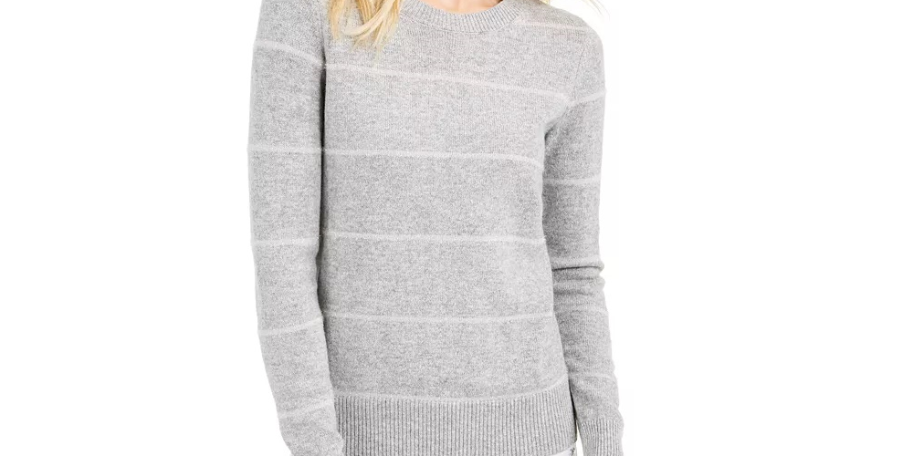 Michael Kors Women's Tinsel Striped Sweater Grey Size Large