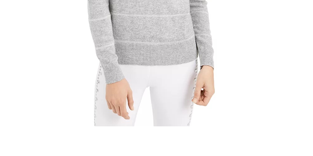 Michael Kors Women's Tinsel Striped Sweater Grey Size Large