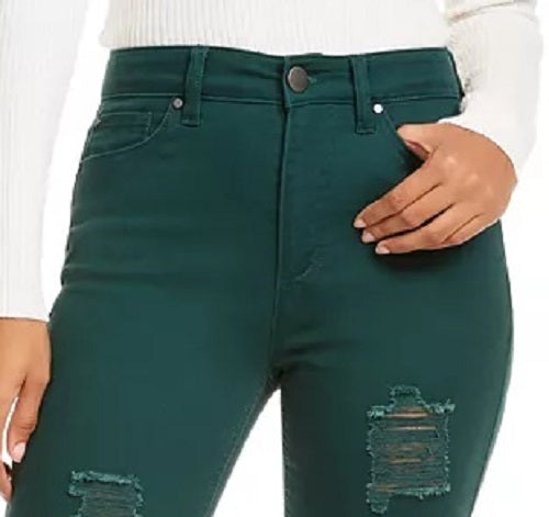 Tinseltown Juniors' Distressed Skinny Jeans Dark Green Size 3