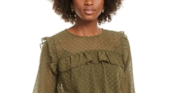 Love Fire Women's Solid Smocked Top Green Size X-Large