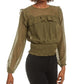 Love Fire Women's Solid Smocked Top Green Size X-Large