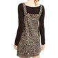 TINSELTOWN Juniors' Printed Button-Front Denim Skirtall Brown Size Large