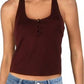 Lucky Brand Women's Halter Crop Cami Dark Red Size Small