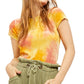 Free People Women's Printed Cap Sleeve Crew Neck Sweater Yellow Size X-Small