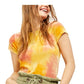 Free People Women's Printed Cap Sleeve Crew Neck Sweater Yellow Size X-Small