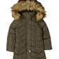 Madden Girl Junior's Hooded Faux Fur Trim Puffer Coat Green Size Small