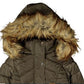 Madden Girl Junior's Hooded Faux Fur Trim Puffer Coat Green Size Small