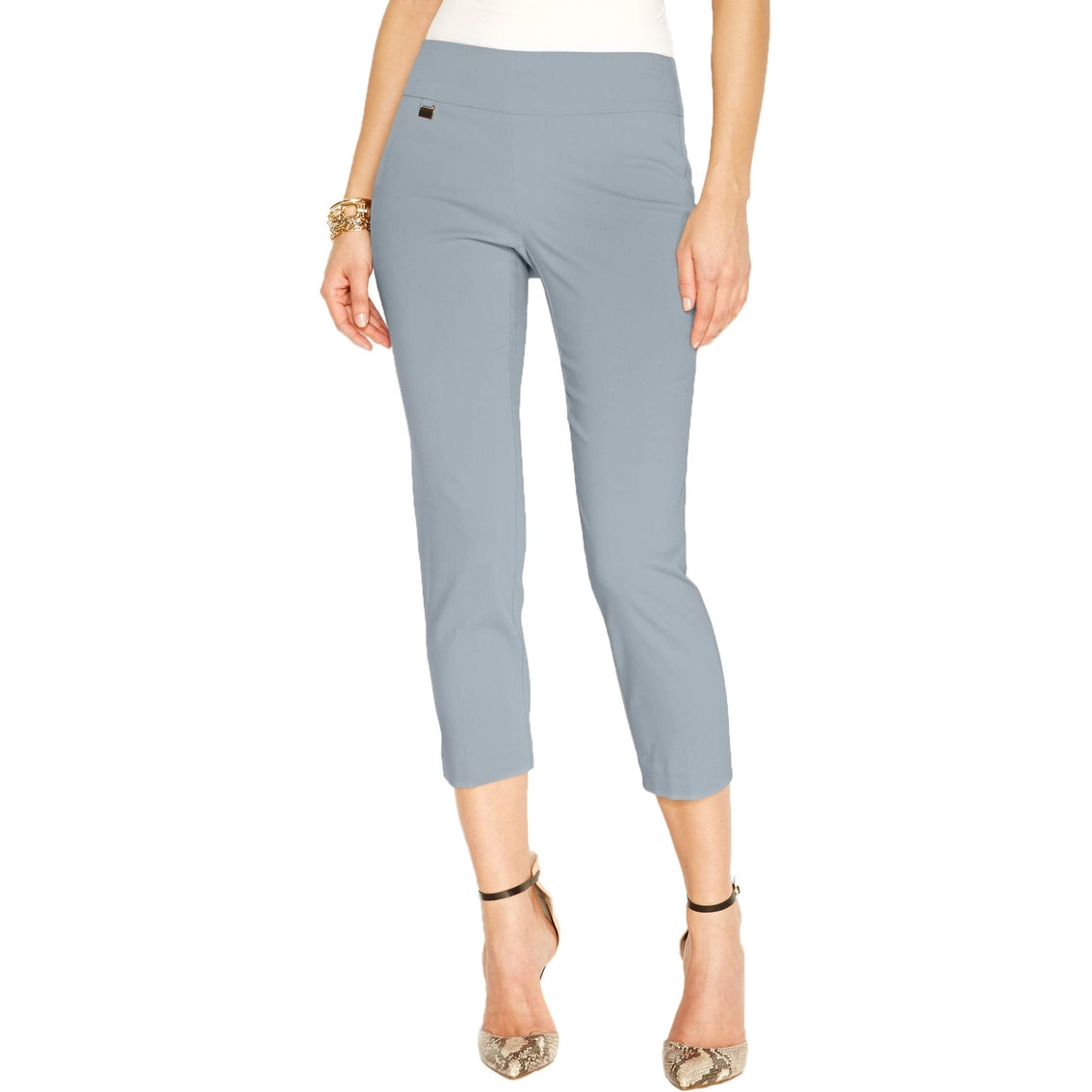 Alfani Women's Tummy-Control Pull-On Capri Pants Gray Size 12