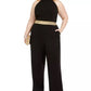 Teeze Me Women's Trendy Plus Banded Waist Halter Jumpsuit Black Size 14