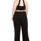Teeze Me Women's Trendy Plus Banded Waist Halter Jumpsuit Black Size 14