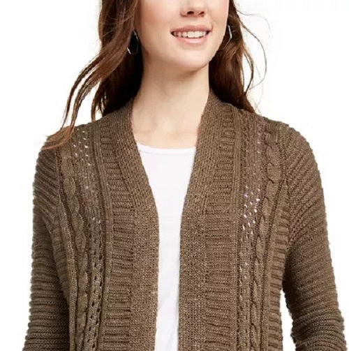 Pink Rose Juniors' Eyelet Long Cardigan Green Size X-Large