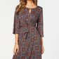 NY Collection Women's Printed Faux Wrap Dress Red Size Petite Medium