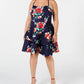 Sequin Hearts Women's Trendy Floral Fit & Flare Dress Red Size 18