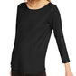 Eileen Fisher Women's Long Sleeve Scoop Neck Top Black Size Petite Small