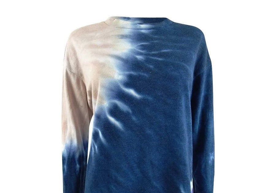 Ultra Flirt Juniors' Tie-Dye Tunic Sweatshirt Dark Blue Size Medium