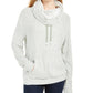 Ultra Flirt Juniors' Sherpa Lined Funnel Neck Sweatshirt Green Size Large
