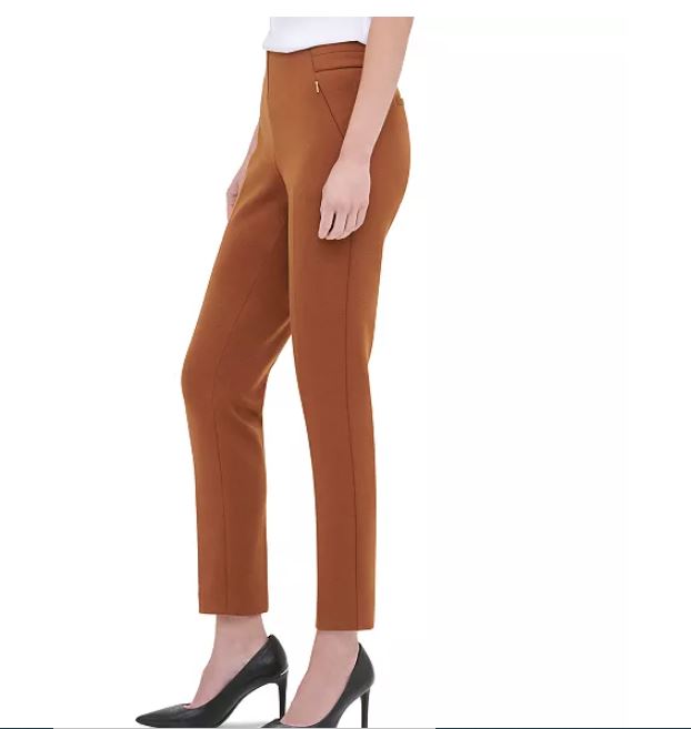 Calvin Klein Women's Pull On Ankle Pants Brown Size 14