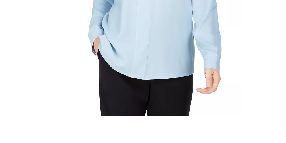 Calvin Klein Women's V Neck Top Blue Size Medium