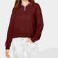 Crave Fame Juniors' Waffle-Knit Quarter-Zip Top Brown Size X-Large